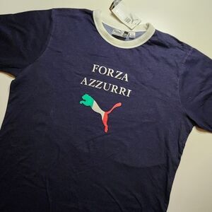 Vintage Puma Men's Forza Azzurri Navy T-Shirt